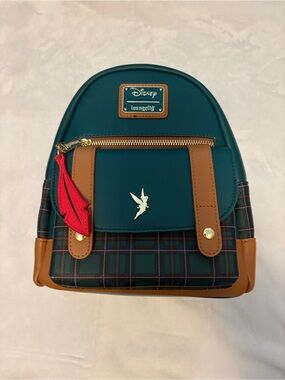 Loungefly exclusive Tinker Bell/Peter Pan Plaid Mini Backpack eight 3 five